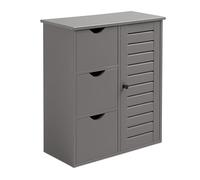 Armoire de Salle de Bain Relaxdays, H x L x P : 80 x 60 x 30 cm, 3 tiroirs, Meuble d'appoint pour Salle de Bain, Gris