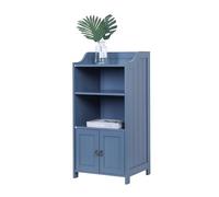 Armoire de Salle de Bain Relaxdays, H x L x P : 86 x 40,5 x 36 cm, 4 étagères, 2 Portes, MDF, Meuble Compact, Gris