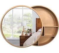 Armoire de Salle de Bain Ronde avec Miroir et étagère à 3 Niveaux, Armoire à Pharmacie Murale pour Le Rangement de la Salle de Bain et la Combinaison de Miroir de courtoisie