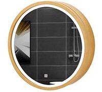 Armoire de salle de bain ronde moderne avec miroir LED - Cadre en bois Smart Touch, grand espace de rangement, fixation murale pour une décoration d'intérieur élégante