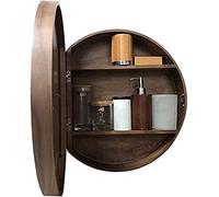 Armoire de salle de bain ronde moderne avec miroir LED - Cadre en bois Smart Touch, grand espace de rangement, fixation murale pour une décoration d'intérieur élégante