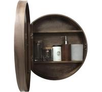 Armoire de Salle de Bain Ronde Moderne en Bois Noir, Miroir cosmétique 2 en 1 avec Miroir de Maquillage de Style Unique, Cadeau pour Salle de Bain, Design Tendance et Simple, diamè