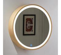 Armoire de salle de bain ronde murale avec miroir, 50/60/70 cm, rangement en bois pour articles de toilette, armoire à pharmacie, finition noire, organiseur de salle de bain élégant