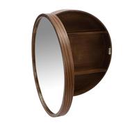 Armoire de salle de bain ronde murale avec miroir - 60 cm - Meuble de rangement pour articles de toilette, cosmétiques et essentiels - Design élégant marron