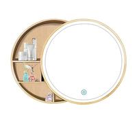 Armoire de salle de bain ronde rustique en bois avec miroir, unité murale peu encombrante pour une décoration d'intérieur élégante