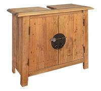 Armoire de salle de bain rustique en bois massif avec porte, coiffeuse, meuble de lavabo, durable, meuble bas de salle de bain en bois massif recyclé 70 x 32 x 63 cm