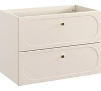 Armoire De Salle De Bain Sous Lavabo 80 Cm Beige Sable, Façade Fraisée