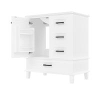Armoire de salle de bain sur pied avec lavabo, espace de rangement varié, 76x46x83,5 cm, Blanc