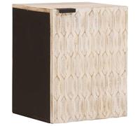 Armoire de salle de bain suspendue blanche 38 x 33 x 48 cm en bois massif | Montage mural, peu encombrant, grain de bois naturel, surface facile d'entretien, design moderne, espace de rangement compact