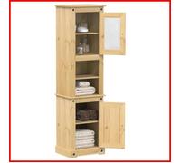 Armoire de salle de bain - V BESTLIFE - Corona - Bois de pin massif - 50x40x185 cm - Finition cire de miel