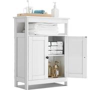 VEVOR Meuble de salle de bain en bois à 3 niveaux avec étagère réglable blanc