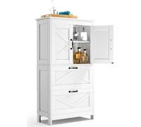Armoire de salle de bain VEVOR Armoire de salle de bain en bois à 4 niveaux avec 2 portes & 2 tiroirs & étagère réglable, armoire au sol pour cuisine/séjour/entrée, armoire de rangement Armoire de cui