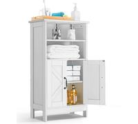 Armoire de salle de bain VEVOR Armoire de salle de bain en bois à 4 niveaux avec 2 portes & étagère réglable, armoire au sol pour cuisine/salon/entrée, armoire de rangement indépendante Armoire de cui