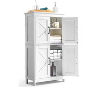 Armoire de salle de bain VEVOR Armoire de salle de bain en bois à 4 niveaux avec 4 portes & étagère réglable, armoire au sol pour cuisine/salon/entrée, armoire de rangement multifonctionnelle Armoire