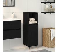 Armoire De Salle De Bain Vidaxl Noir Chêne 30x30x100 Cm Bois Aggloméré Noir