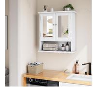 Armoire de salle de bains avec miroir, armoire à pharmacie blanche avec étagères que l’on peut déplacer, armoire de toilet
