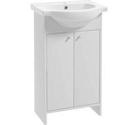Armoire de salle de bains blanche indépendante avec lavabo, gain de place, design moderne, 85x65cm
