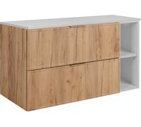Armoire de salle de bains, chêne craft / blanc, poignées dorées, 100 (80 + 20) x 46 x 57 cm