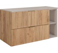 Armoire de salle de bains, chêne craft / cachemire, poignées dorées, 100 (80 + 20) x 46 x 57 cm