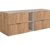 Armoire de salle de bains, chêne craft / cachemire, poignées dorées, 140 ( 2 x 60 + 20) x 46 x 57 cm
