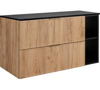 Armoire de salle de bains, chêne craft / gris foncé, poignées dorées, 100 (80 + 20) x 46 x 57 cm