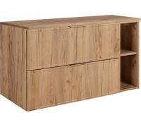 Armoire de salle de bains, chêne craft, poignées dorées, 80 (60 + 20) x 46 x 57 cm