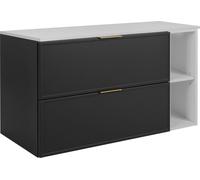 Armoire de salle de bains, gris foncé / blanc, poignées dorées, 100 (80 + 20) x 46 x 57 cm