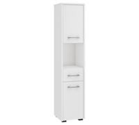 Armoire de salle de bains indépendante : un tiroir, deux portes, cinq étagères, couleur : blanc, dimensions du meuble : l : 30 cm, H : 140 cm, P : 30 cm
