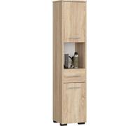 Armoire de salle de bains indépendante : un tiroir, deux portes, cinq étagères, couleur : chêne Sonoma, dimensions du meuble : L : 30 cm, H : 140 cm, P : 30 cm