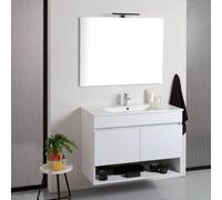 ARMOIRE DE SALLE DE BAINS MURALE AVEC PORTES BLANCHES 80CM