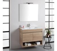 ARMOIRE DE SALLE DE BAINS MURALE EN CHÊNE DE 80 CM AVEC PORTES VENEZIA