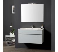 ARMOIRE DE SALLE DE BAINS SUSPENDUE 90CM LAVABO PROMENADE ET MIROIR SOLE