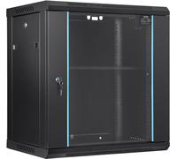 armoire de serveur réseau 12U pour montage mural, profondeur 15,5", boîtier d'armoire rack de serveur, env. 91 kg. Capacité de chargement montée au sol, avec parois latérales de porte vitrée verrouill