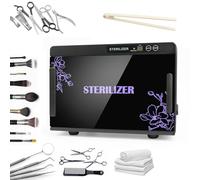 Armoire de stérilisation UV TECKZOON 12 L, stérilisateur 160 W avec séchage, ozone et air chaud à 75 °C, commande tactile et minuterie, pour outils à ongles, instituts de beauté et spas