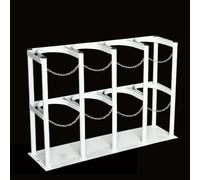Armoire de stockage pour bouteilles d'azote, d'acétylène et d'hydrogène de 8 à 10 L, support fixe avec chaîne de protection et vis, support pour réservoirs de laboratoire scolaire (blanc, 86 cm)
