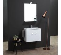 ARMOIRE DE TOILETTE 60 CM AVEC LAVABO ET MIROIR, LIGNE CARRÉE