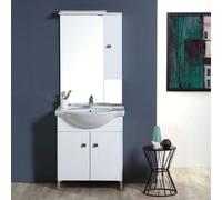 ARMOIRE DE TOILETTE 75 CM 2 PORTES ET MEUBLE HAUT EN BLANC BRILLANT SÉRIE EASY
