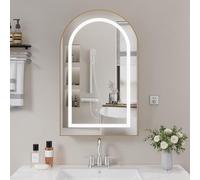 Armoire de Toilette avec éclairage Station de Recharge, Armoire de Toilette LED avec 3 Couleurs de lumière réglables | Interrupteur Tactile | Protection Anti-buée | Support pour sèche-Cheveux