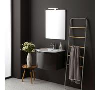 ARMOIRE DE TOILETTE AVEC LAVABO SUSPENDU GRIS BRILLANT MIROIR RECTANGULAIRE RIVA