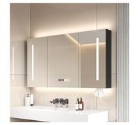 Armoire de Toilette avec Miroir Anti-buée, Rangement Murale Salle de Bain avec Miroir Lumière (B, W70*H70cm/W27.6*H27.6in)