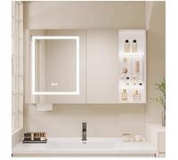 Armoire De Toilette avec Miroir Et 3 Couleurs Température, Armoire Salle De Bain en Bois Massif avec Désembuage, Meuble Miroir Salle Bain en Aluminium avec Éclairage LED(110CM/43.3IN)