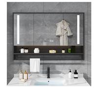 Armoire de Toilette avec Miroir et éclairage LED, Armoire de Toilette avec Miroir à 2 Portes, Montage encastré et en saillie, variateur, système antibuée, Interrupteur Tactile Mural (L x l 1