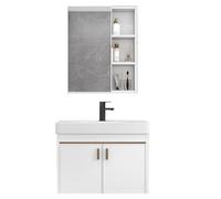 Armoire De Toilette avec Miroir Et Lavabo Meuble De Salle De Bain Mural en Aluminium Ensemble De Meuble-lavabo avec Lavabo Et Robinet(50x25x53cm)