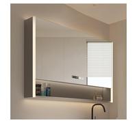 Armoire de Toilette avec Miroir LED, Armoire de Toilette avec Miroir LED, Armoire de Rangement à 2 Portes, Montage encastré et en saillie, variateur, désembueur, 3 températures de Couleur (C