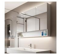 Armoire de Toilette avec Miroir LED, Armoire de Toilette avec Miroir LED, Armoire de Rangement à 2 Portes, Montage encastré et en saillie, variateur, désembueur, 3 températures de Couleur (C