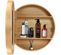 Armoire de Toilette avec Miroir, Miroir de Salle de Bain en Bois, sans Distinction Entre la Gauche et la Droite, Facile à Installer, armoires à Miroir, Miroir Rond pour Salle de ba
