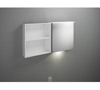 Armoire de toilette Badu burgbad avec éclairage LED à poser, 1 porte butée gauche, 1 étagère ouverte, avec éclairage LED du lavabo, largeur 1200mm, SFUC120LF3698G0196, Couleur: Blanc mat / Blanc mat, 