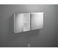 Armoire de toilette burgbad Badu avec éclairage LED à poser, 2 portes, 1 étagère ouverte, version gauche, largeur 1200mm, SFTX120LF3700G0196, Couleur: Marone décor Truffle / Marone décor Truffle, poig