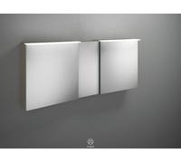 Armoire de toilette burgbad Badu avec éclairage LED à poser, 3 portes, porte du milieu butoir à gauche, largeur 1500mm, SFTZ150LF3696G0196, Couleur: Chêne décor Flanelle / Chêne décor Flanelle, poigné
