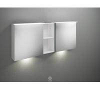 Armoire de toilette burgbad Badu avec éclairage LED horizontal à poser, 2 portes, 1 étagère ouverte, avec éclairage LED du lavabo, largeur 1500mm, SFUE150F3967G0196, Couleur: Graphite doux mat / Graph